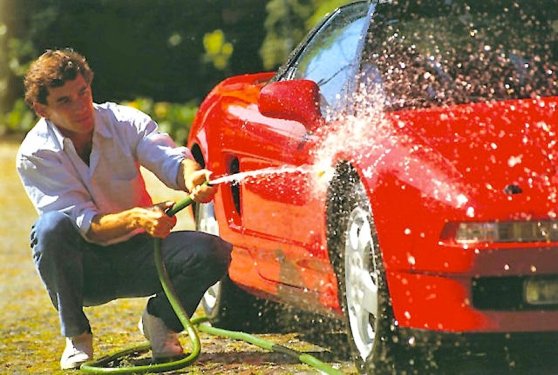 Ayrton Senna washing an NSX